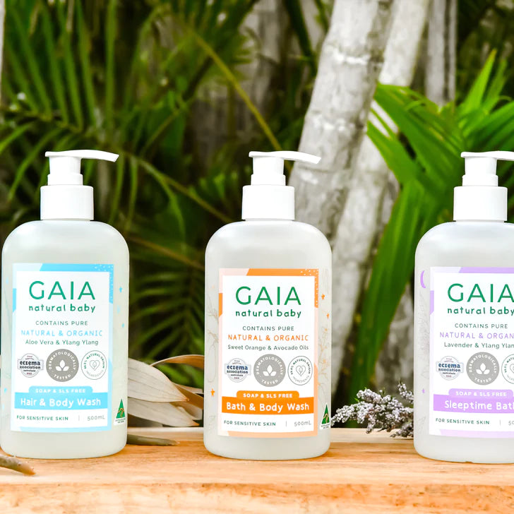 tooshies Nappies & GAIA Baby Hair & Body Wash and Powder